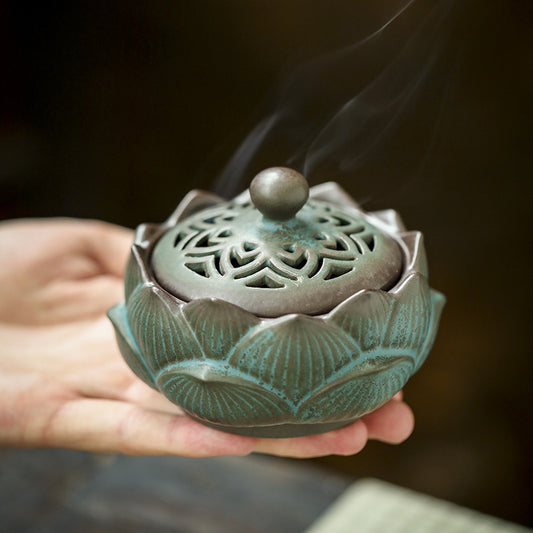 Vintage Sandalwood Plate Incense Burner Zen Lotus Incense Burner