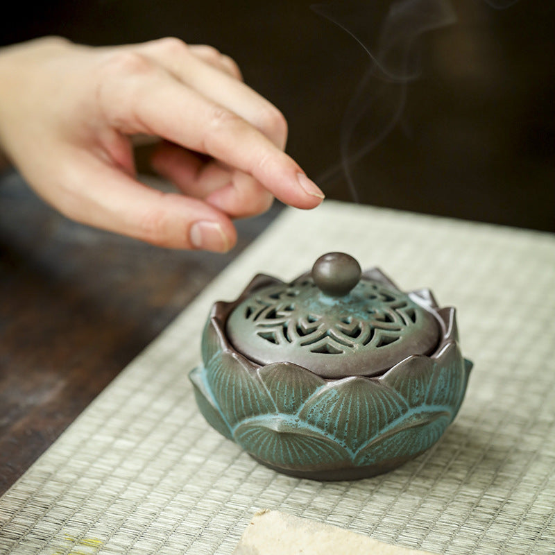 Vintage Sandalwood Plate Incense Burner Zen Lotus Incense Burner