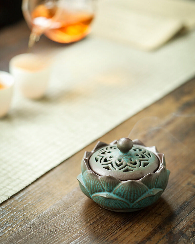 Vintage Sandalwood Plate Incense Burner Zen Lotus Incense Burner