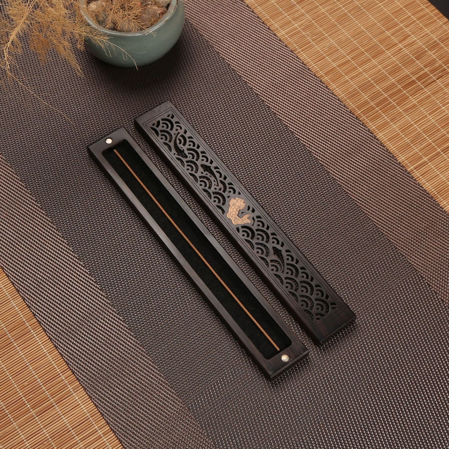 Black Sandalwood Incense Box Incense Tray/ Holder